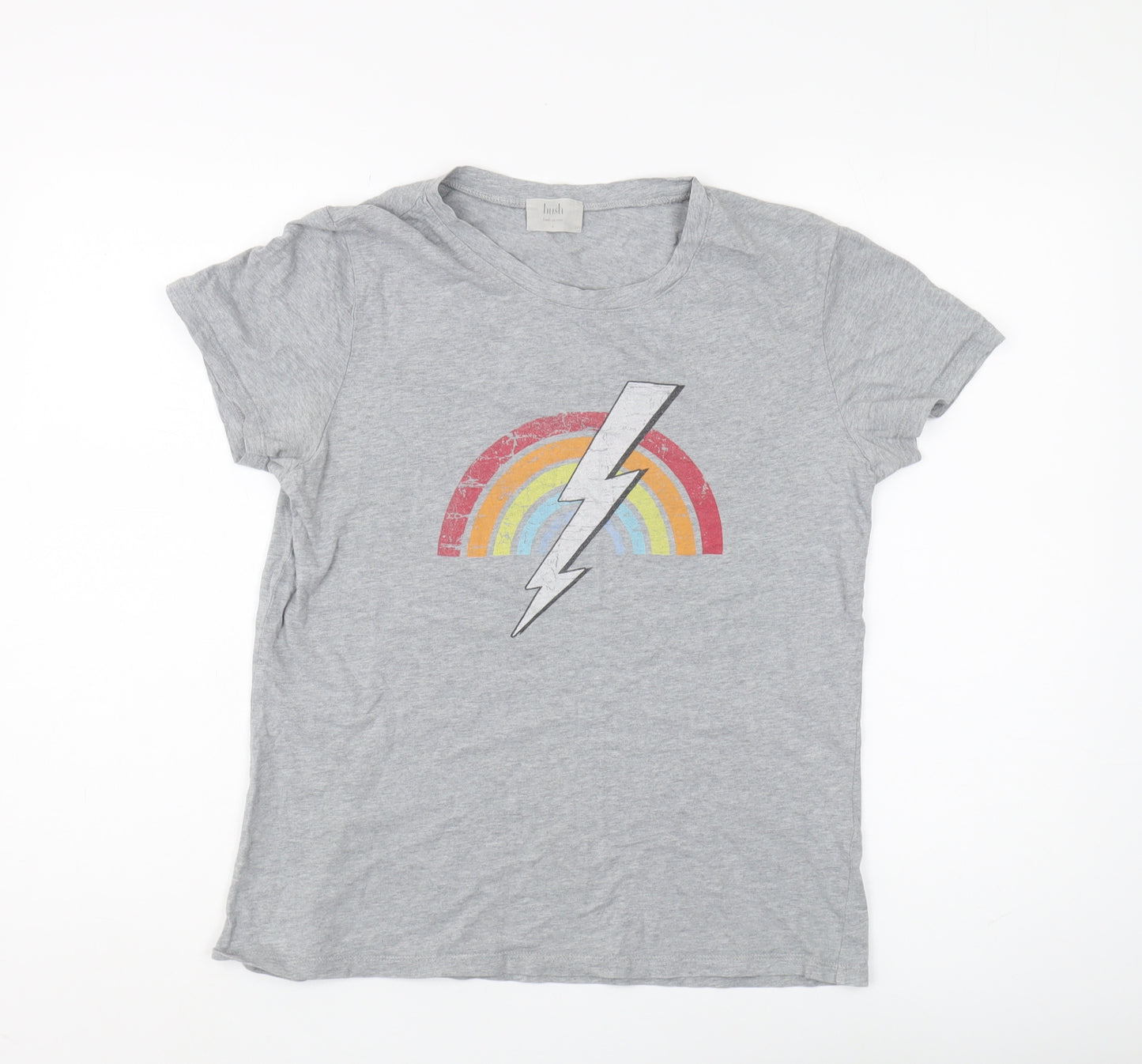 hush Women's Grey Rainbow T-Shirt, Size S