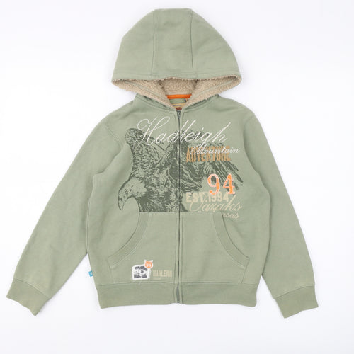 Hadleigh London Boys Green Hoodie, 7 Years, Full Zip Warm Fleece