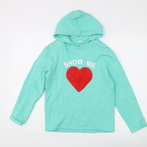 Baleno Girls Green Pullover Hoodie - Heart Graphic, Size 22
