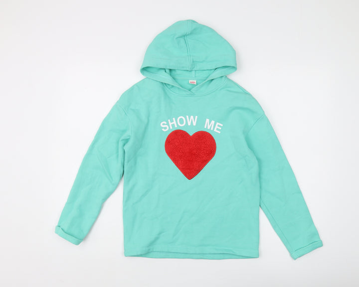 Baleno Girls Green Pullover Hoodie - Heart Graphic, Size 22