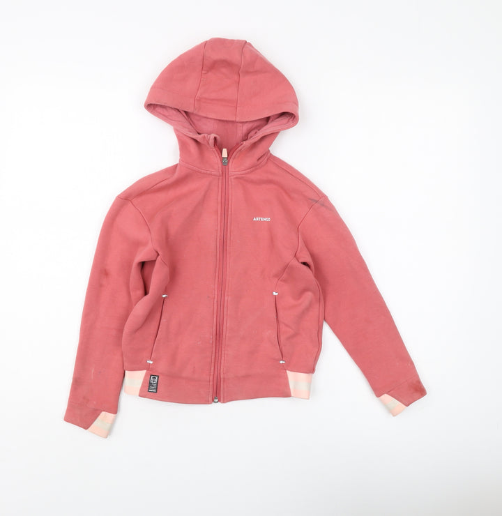 Artengo Girls Pink Full Zip Hoodie 7-8 Years