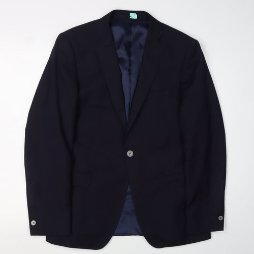 T.M. Lewin Men's Blue Slim Fit Blazer, 41R, Business Style