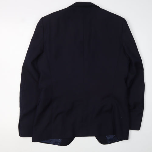 T.M. Lewin Men's Blue Slim Fit Blazer, 41R, Business Style