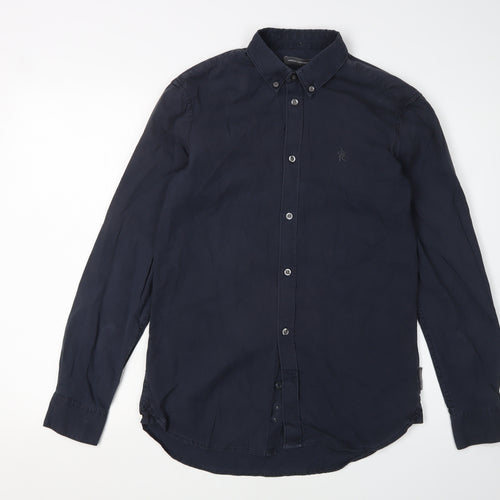 French Connection Men's Blue Shirt S Button-Up Cotton