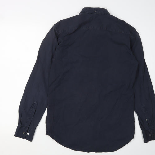 French Connection Men's Blue Shirt S Button-Up Cotton