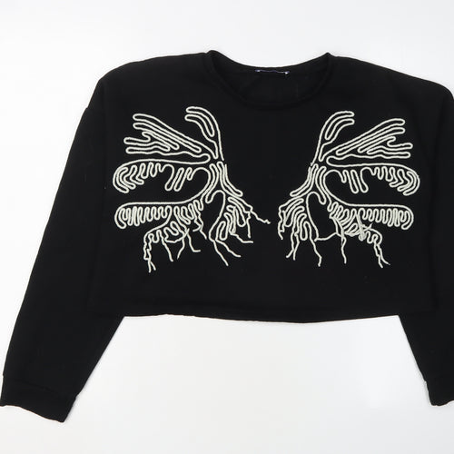 Zara Black Embroidered Women's Sweatshirt UK 0