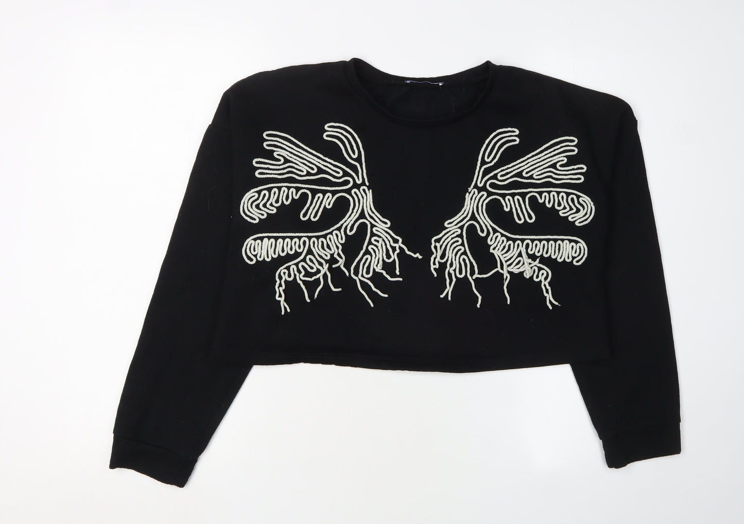 Zara Black Embroidered Women's Sweatshirt UK 0