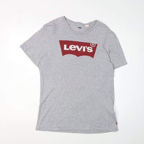 Levi's Men's Grey Graphic Print T-Shirt, Medium, Crew Neck