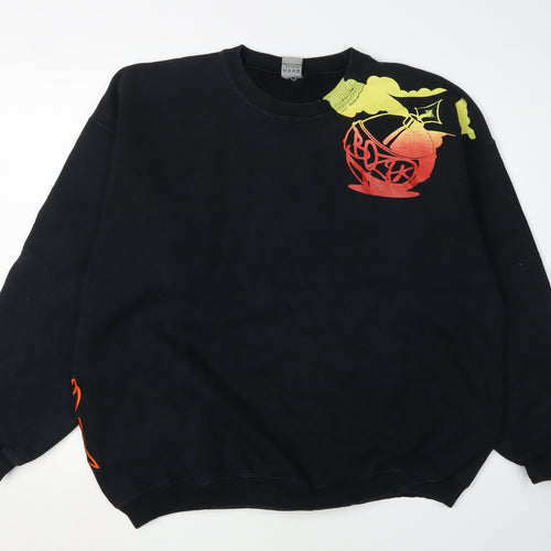 Steelborn Men's Black Graphic Crew Neck Sweatshirt L