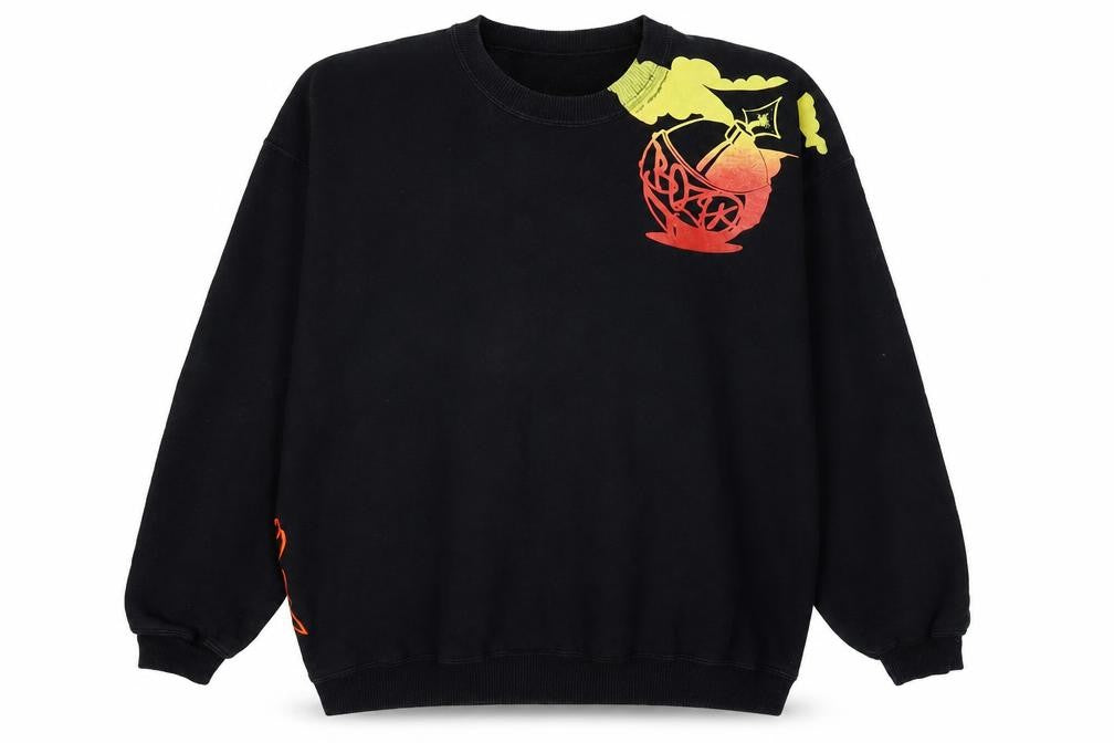 Steelborn Men's Black Graphic Crew Neck Sweatshirt L