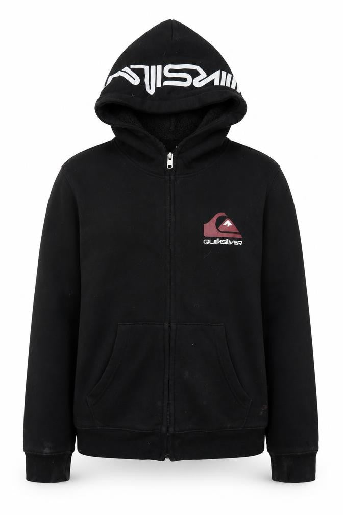 Front view of Quiksilver boys’ black full zip hoodie s