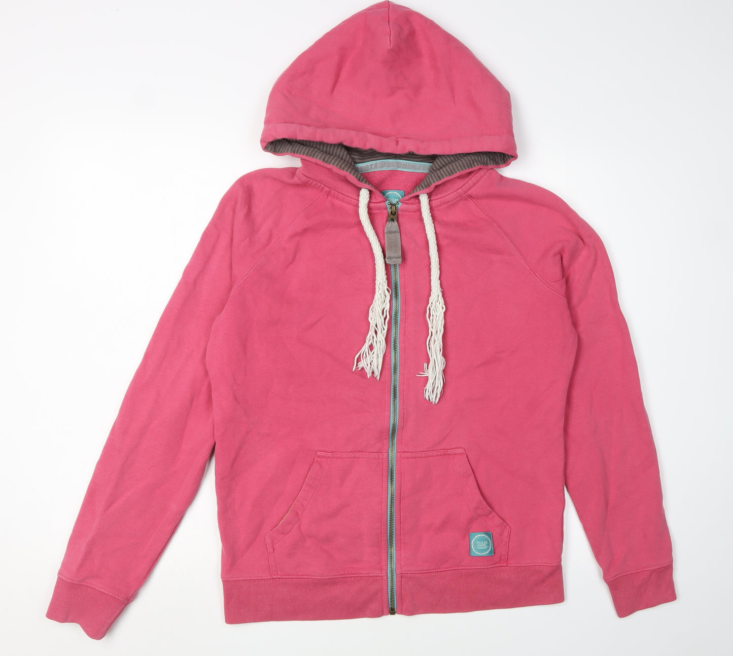Joules Women's Pink Full Zip Hoodie, Size 12, Cotton Blend