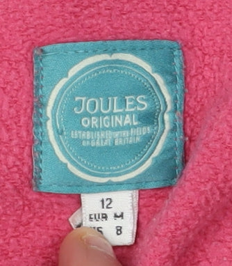 Joules Women's Pink Full Zip Hoodie, Size 12, Cotton Blend