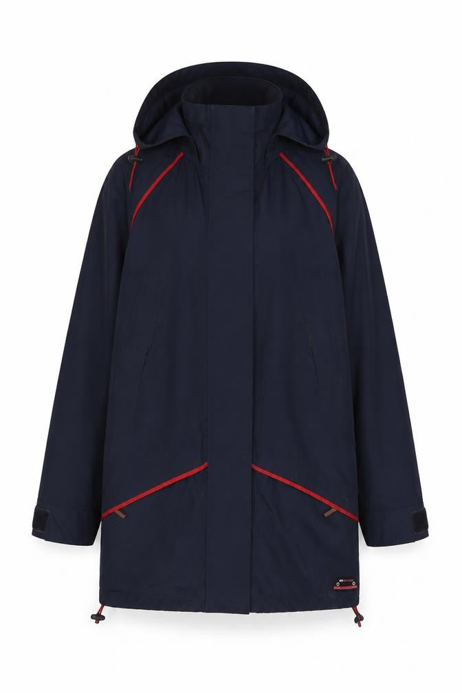 Front view of Joie de Vivre Women's Blue Hooded Nylon Jacket M