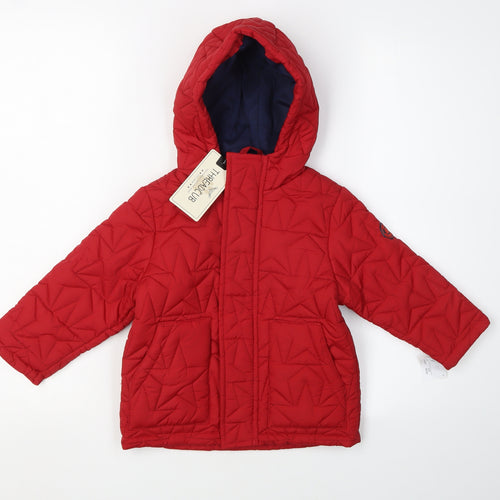 Threadcub Girls Red Hooded Puffer Jacket 2 Years Winter Wear