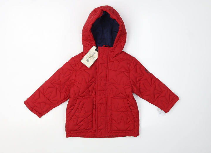 Threadcub Girls Red Hooded Puffer Jacket 2 Years Winter Wear