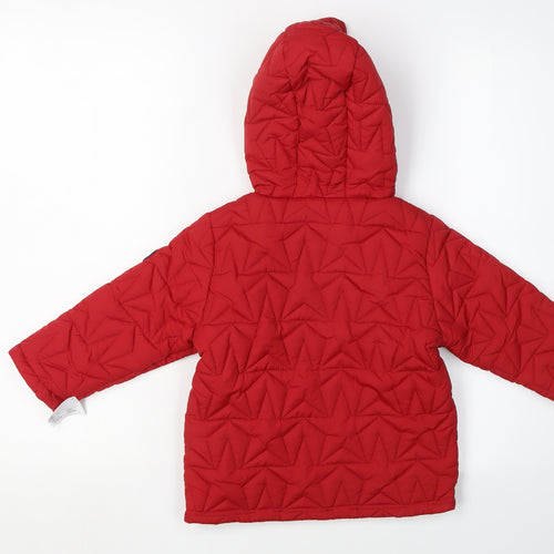 Threadcub Girls Red Hooded Puffer Jacket 2 Years Winter Wear