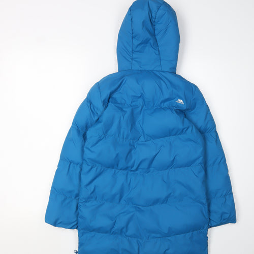 Trespass Girls Blue Hooded Puffer Jacket 7-8 Years