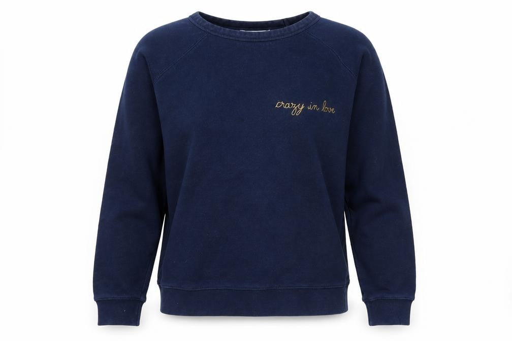 Front view of Maison Labiche Women's Blue Cotton Pullover Sweatshirt XS