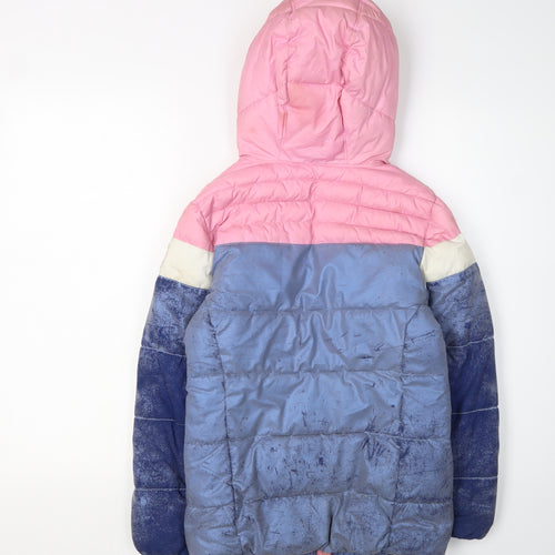 Levi's Girls Puffer Jacket 10Y Pink Blue Colourblock