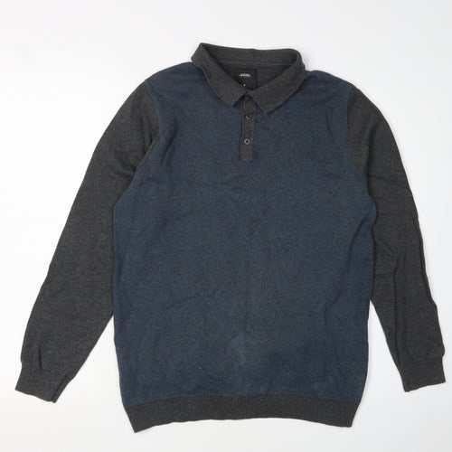 Burton Menswear Men's Grey Henley Jumper Size M