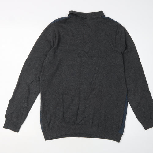 Burton Menswear Men's Grey Henley Jumper Size M