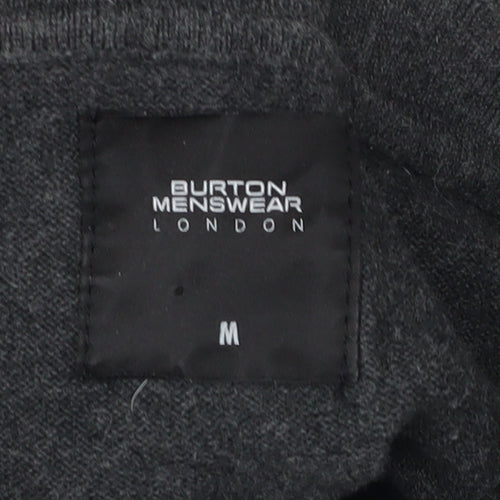 Burton Menswear Men's Grey Henley Jumper Size M