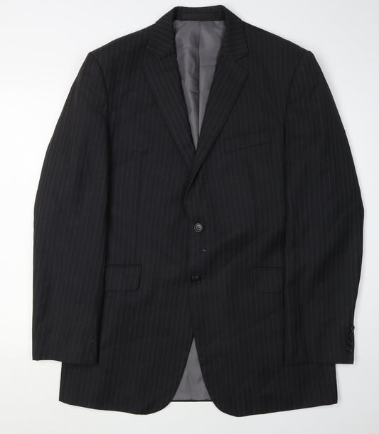 Marks and Spencer Men's Black Striped Suit Jacket 42L