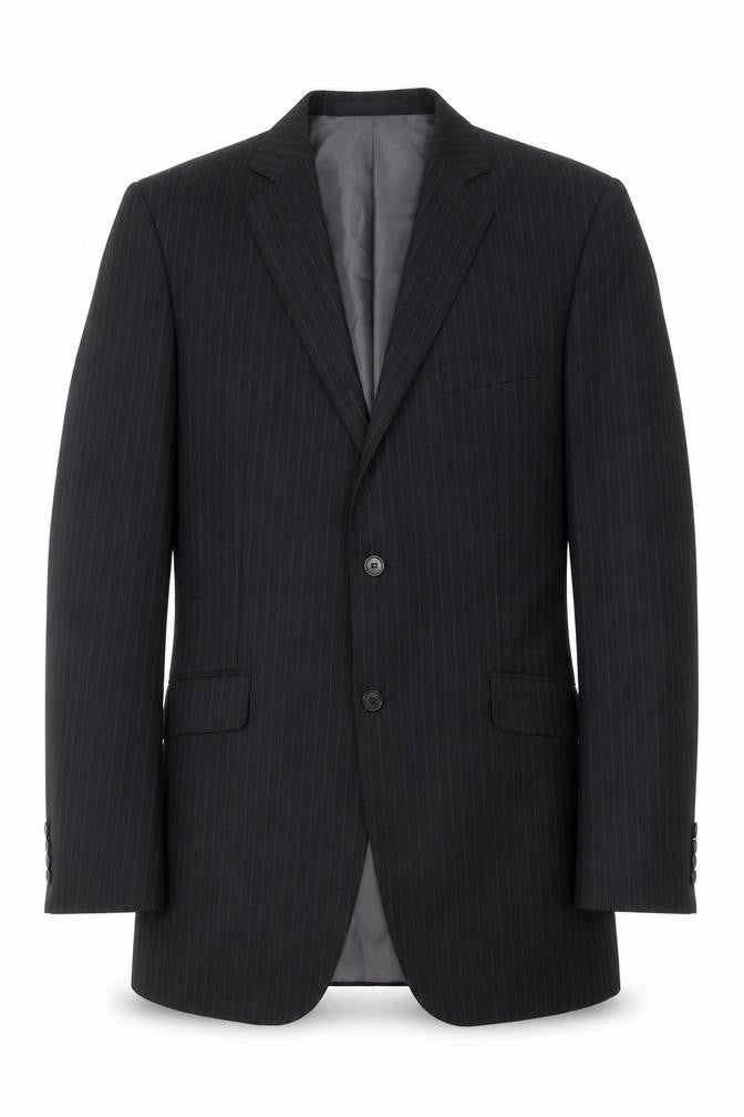 Front view of Marks & Spencer Men's Black Striped Suit Jacket 42L