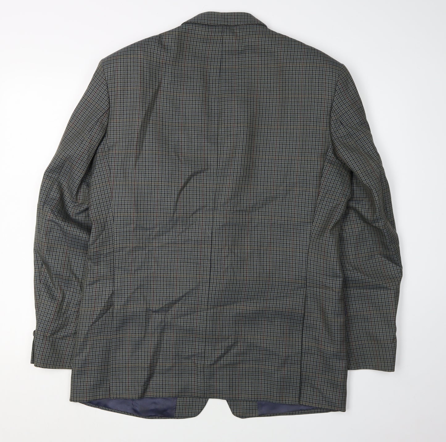 St Michael Men's Blue Check Blazer, Size 40R, Single-Breasted