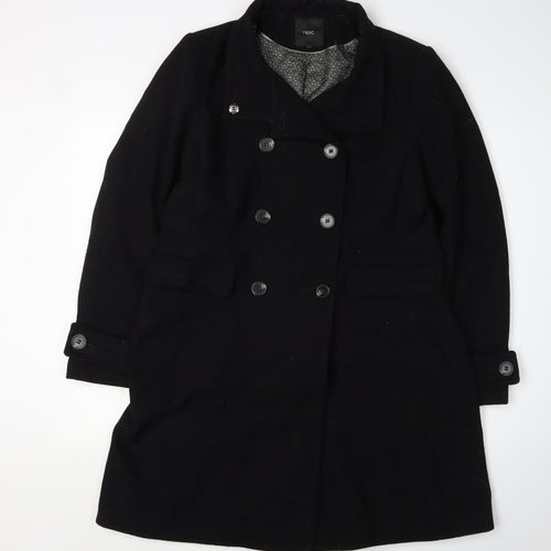 Next Women's Black Pea Coat Size 14 with Button Accents