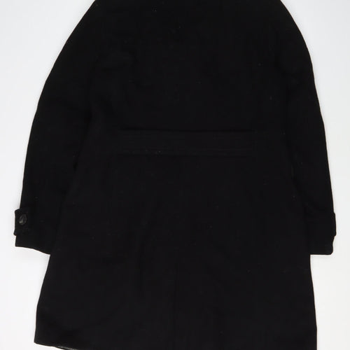 Next Women's Black Pea Coat Size 14 with Button Accents