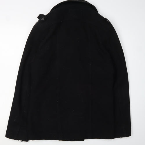Topman Men's Black Pea Coat M Classic Winter Style