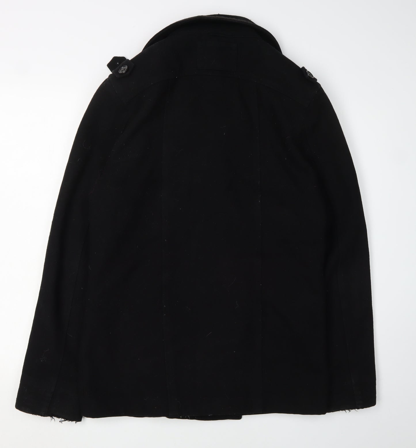 Topman Men's Black Pea Coat M Classic Winter Style