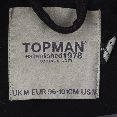 Topman Men's Black Pea Coat M Classic Winter Style