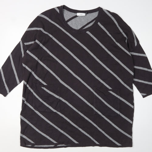 Adini Women's Black Striped Pullover Jumper - Size L