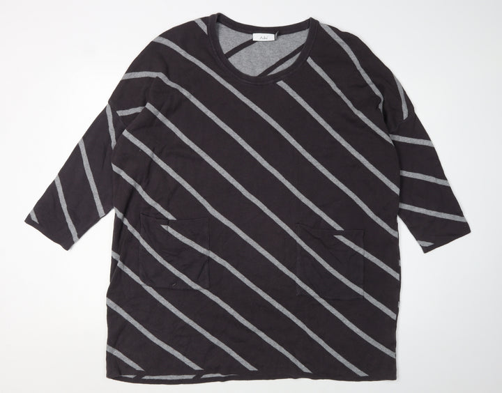 Adini Women's Black Striped Pullover Jumper - Size L