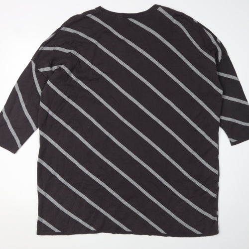 Adini Women's Black Striped Pullover Jumper - Size L