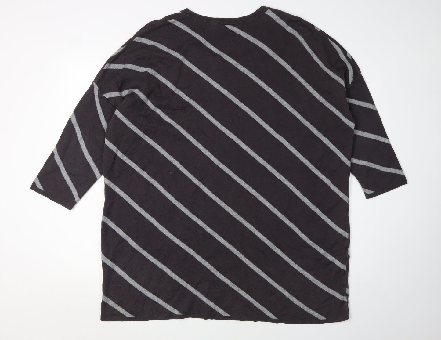 Adini Women's Black Striped Pullover Jumper - Size L
