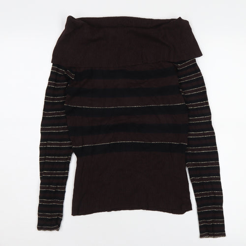 CMD Women's Brown Striped Pullover Jumper Size 14