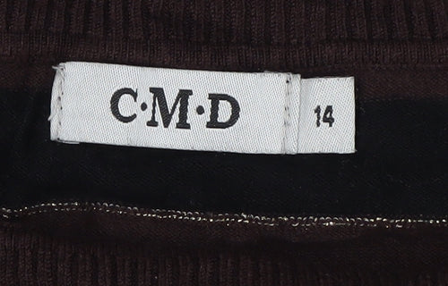 CMD Women's Brown Striped Pullover Jumper Size 14