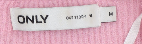ONLY Women's Pink Striped Pullover Jumper M