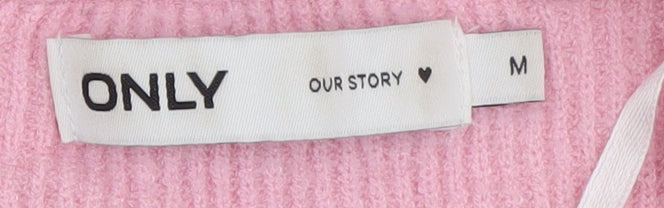 ONLY Women's Pink Striped Pullover Jumper M