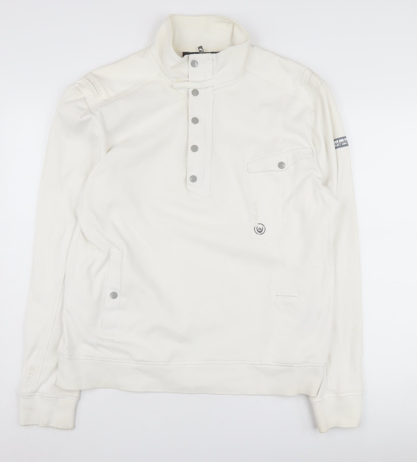 Duck and Cover Men’s Ivory Henley Sweatshirt 2XL