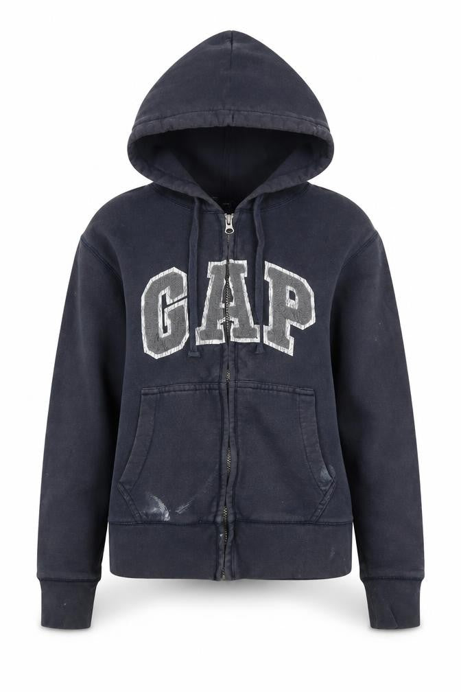 Front view of Gap Women's Blue XS Full Zip Hoodie with Logo