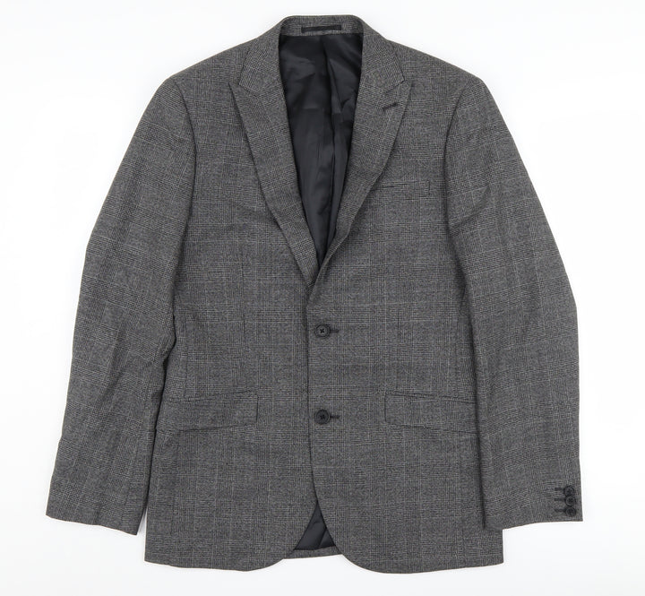 Next Men's Grey 38R Blazer, Single-Breasted, Formal