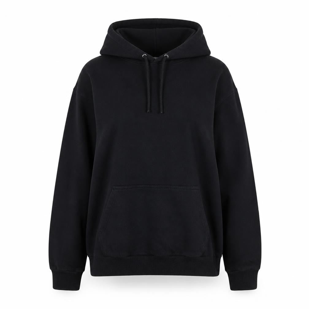 Front view of ASOS Women's Black Cotton Pullover Hoodie, size 4