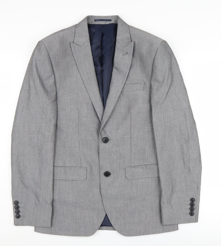 Next Men's Grey Suit Jacket 36 Short, Polyester Blend