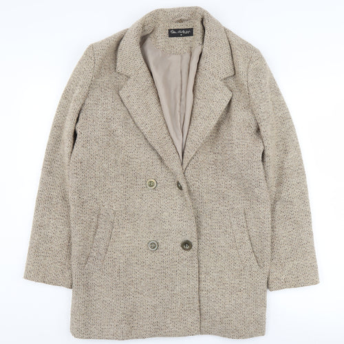 Miss Selfridge Beige Tweed Pea Coat Size 10