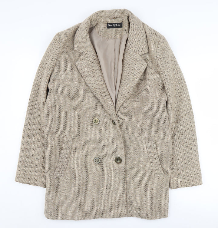 Miss Selfridge Beige Tweed Pea Coat Size 10